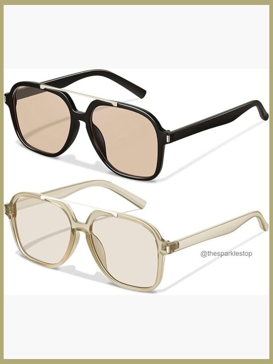 Retro Aviator Sunglasses, Square Frame, UV400 Protection, Lightweight main image 6